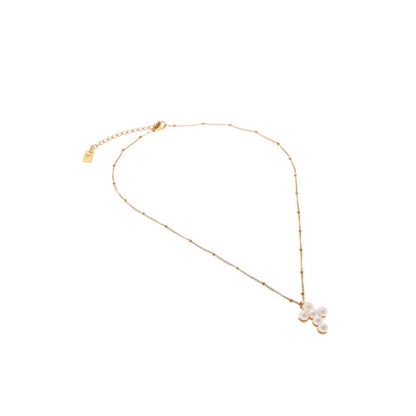 Dusala India White Cross Grace Necklace