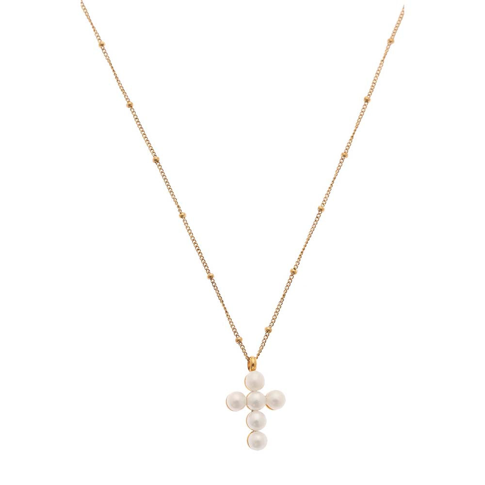 Dusala India White Cross Grace Necklace