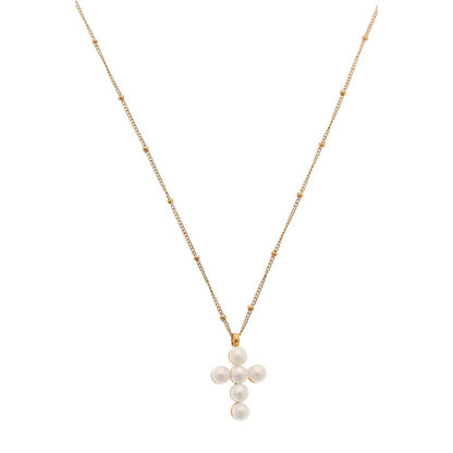 Dusala India White Cross Grace Necklace