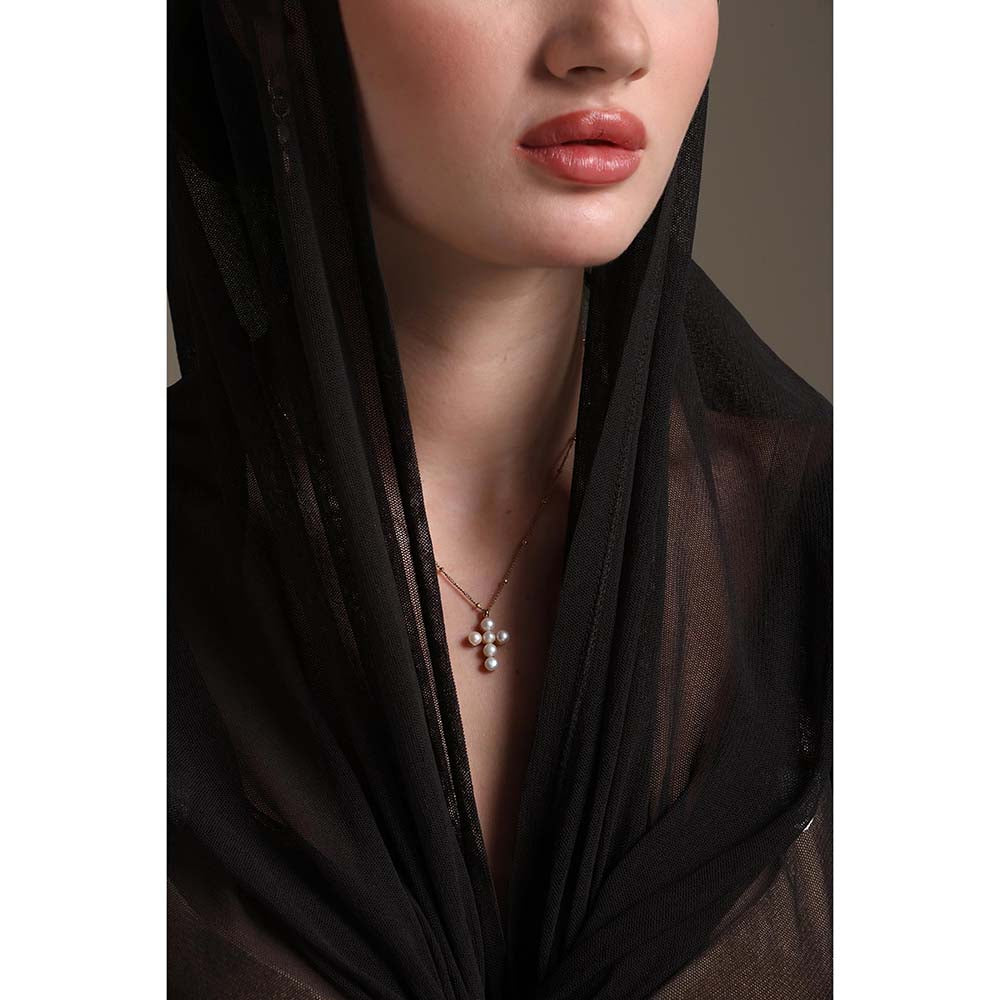 Dusala India White Cross Grace Necklace