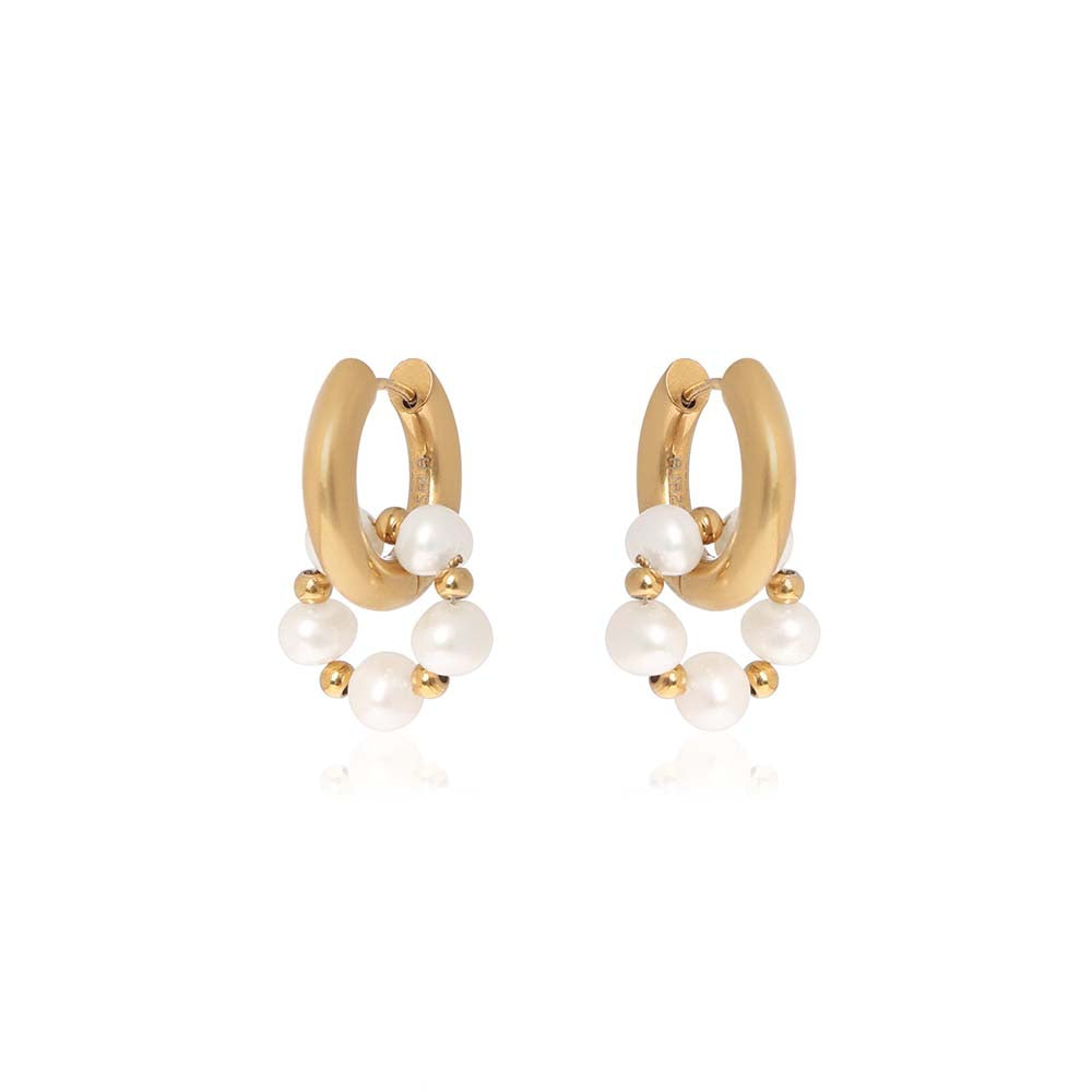 Dusala India White Huggee Trend Earrings