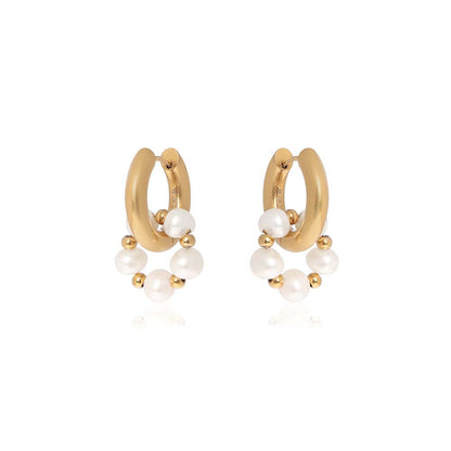 Dusala India White Huggee Trend Earrings