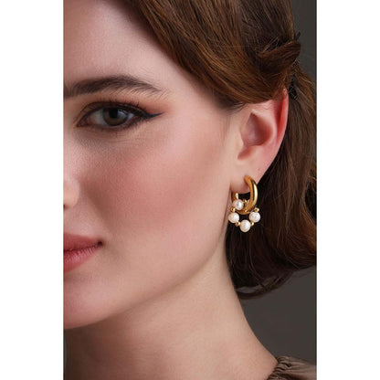 Dusala India White Huggee Trend Earrings