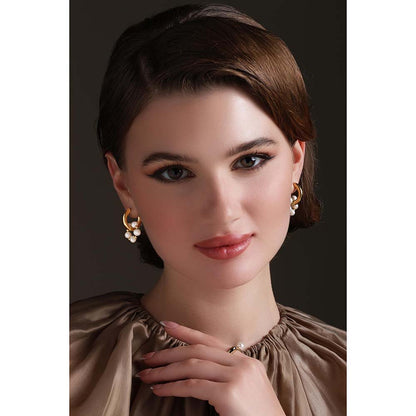 Dusala India White Huggee Trend Earrings