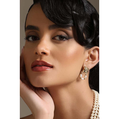 Dusala India White Handmade Elegance Earrings