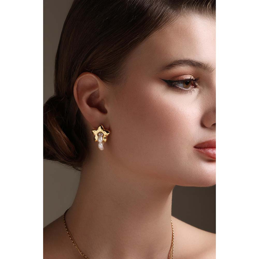 Dusala India White Starry Luxe Earrings