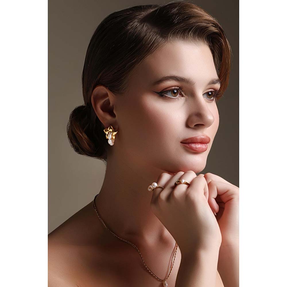 Dusala India White Starry Luxe Earrings