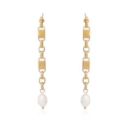 Dusala India White Tassel Statement Earrings