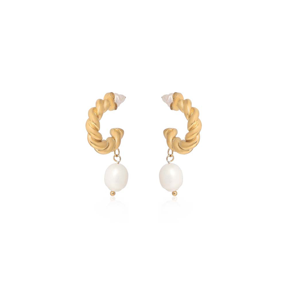 Dusala India White Hoop Luxury Earrings