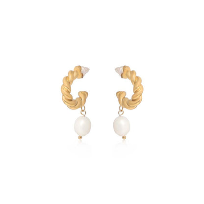 Dusala India White Hoop Luxury Earrings