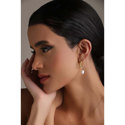 Dusala India White Hoop Luxury Earrings