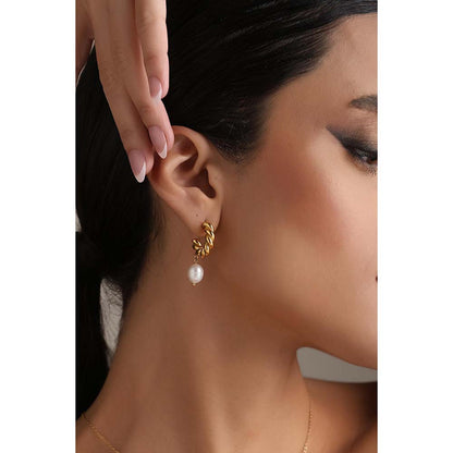 Dusala India White Hoop Luxury Earrings