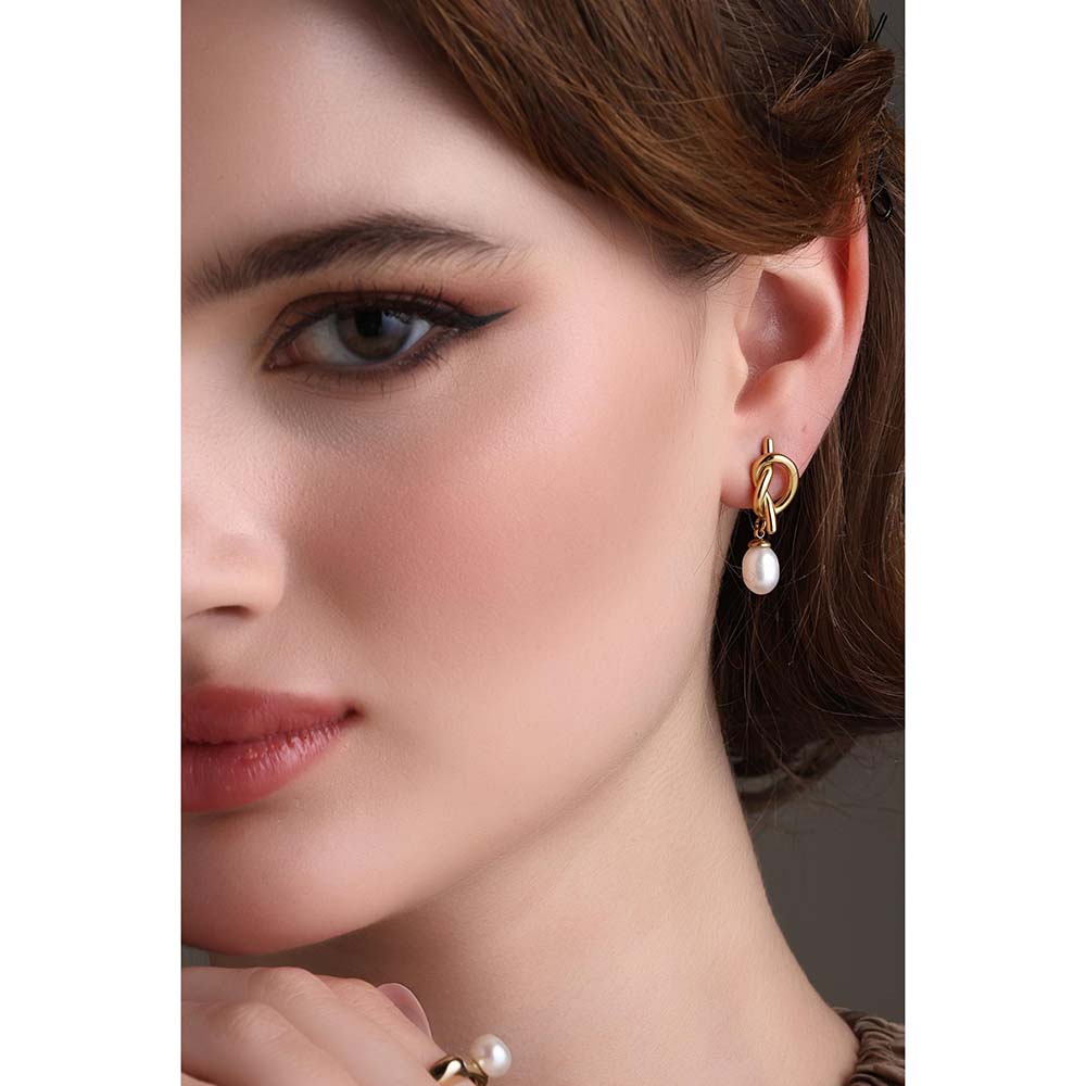 Dusala India White Knot Sophistication Earrings