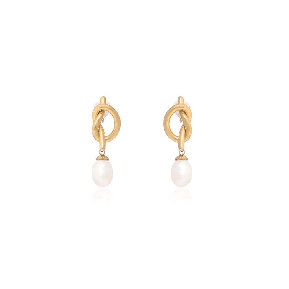 Dusala India White Knot Sophistication Earrings