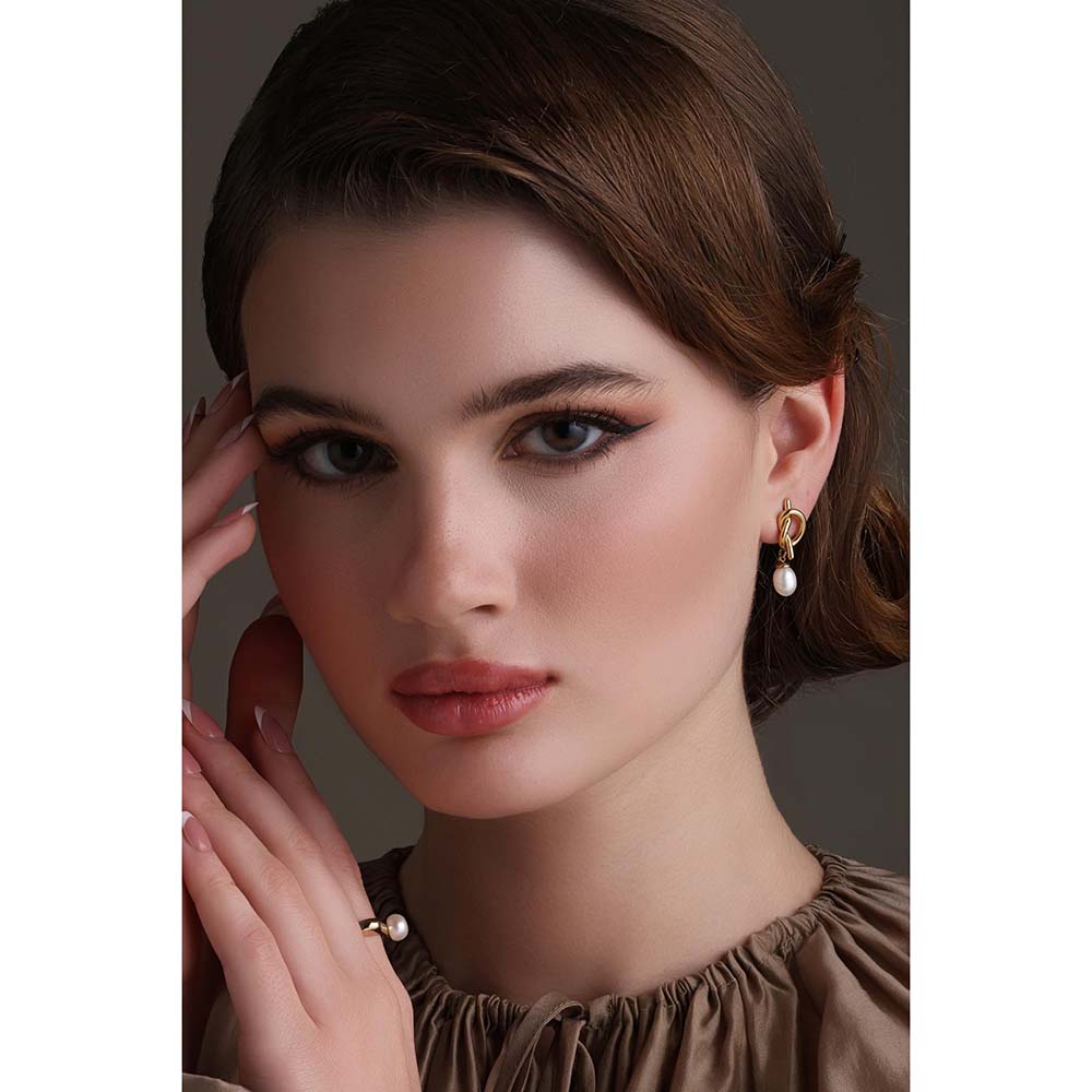 Dusala India White Knot Sophistication Earrings