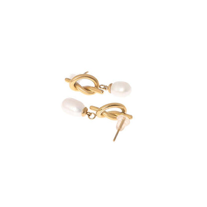 Dusala India White Knot Sophistication Earrings