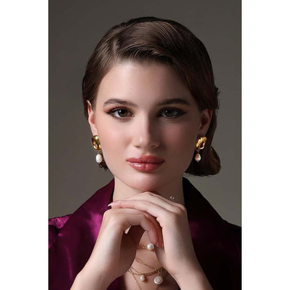 Dusala India White Square Chic Earrings