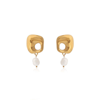 Dusala India White Square Chic Earrings