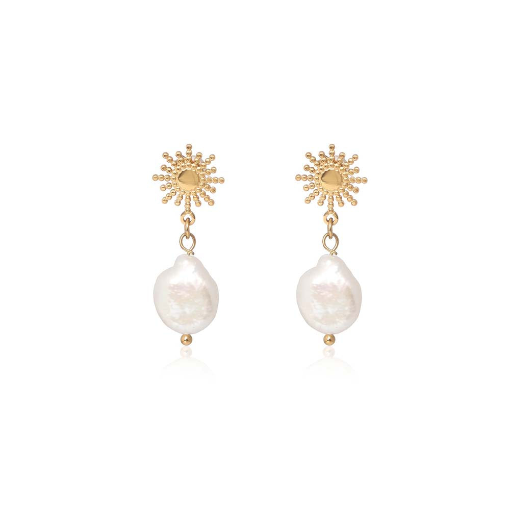 Dusala India White Snowflake Earrings