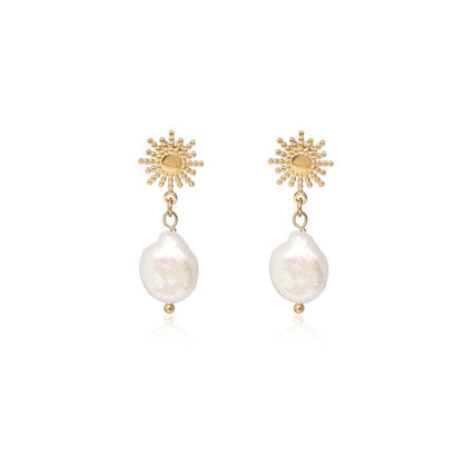 Dusala India White Snowflake Earrings