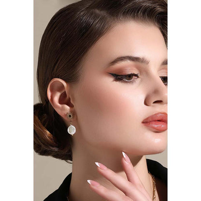 Dusala India White Snowflake Earrings