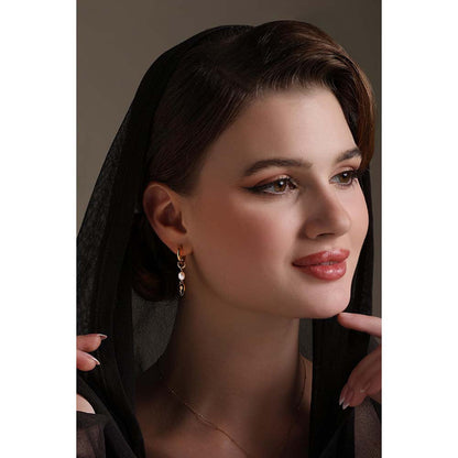 Dusala India White Flora Drop Earrings