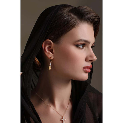 Dusala India White Flora Drop Earrings