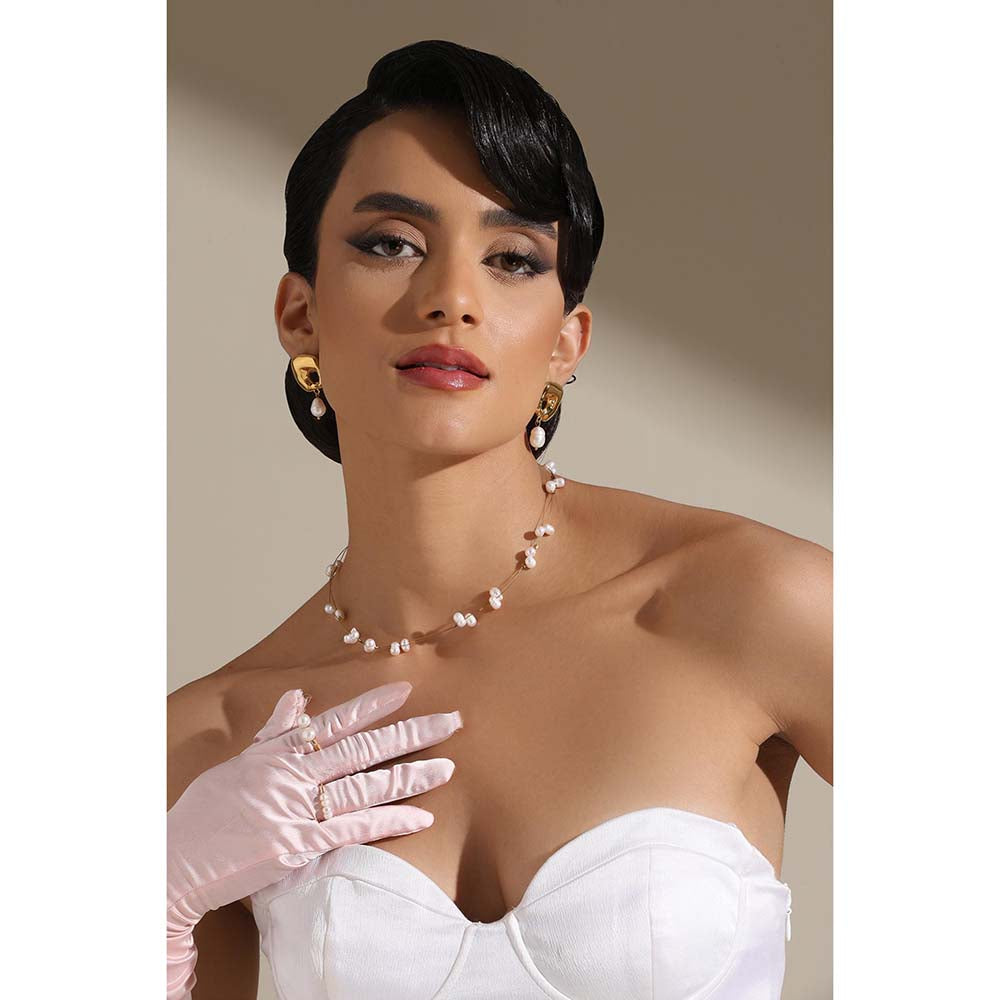 Dusala India White Pearl Elegance Necklace