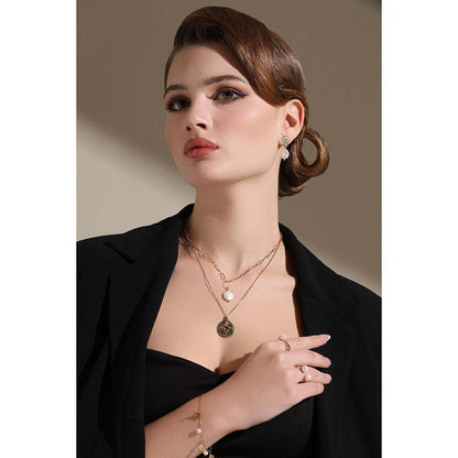 Dusala India White Golden Charm Necklace