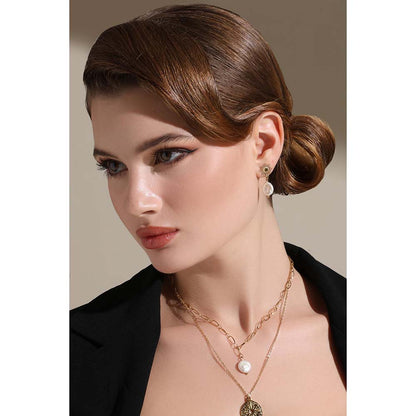 Dusala India White Golden Charm Necklace