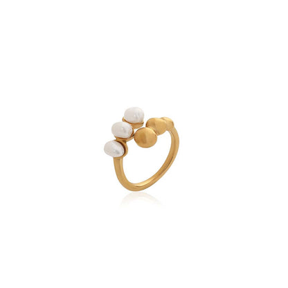 Dusala India White Trendy Pearl Ring