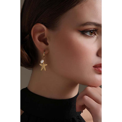Dusala India White Ocean Star Earrings