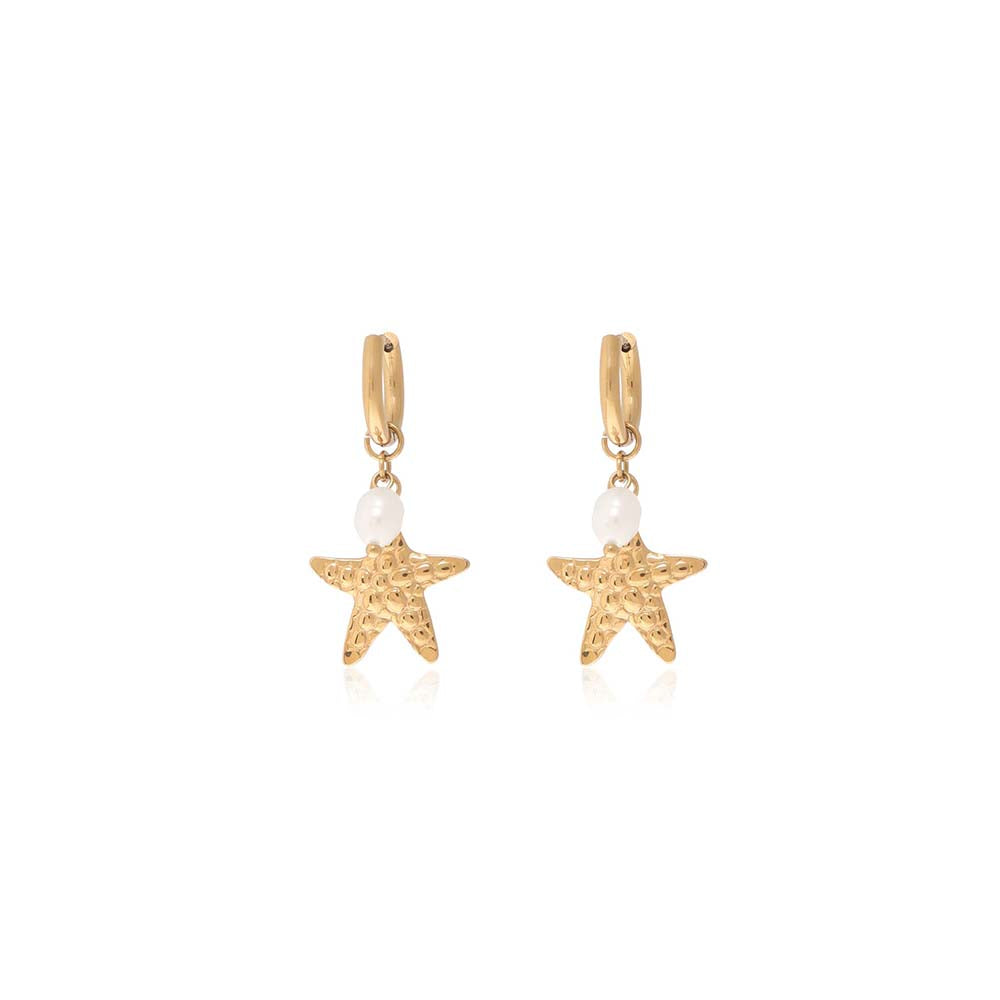 Dusala India White Ocean Star Earrings