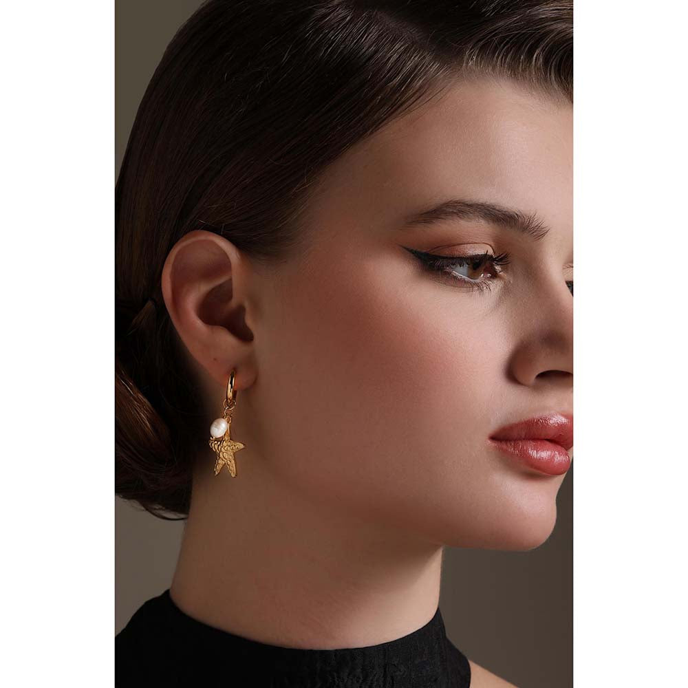 Dusala India White Ocean Star Earrings