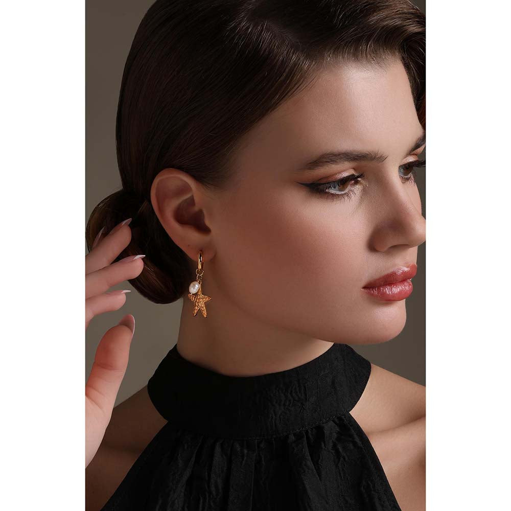 Dusala India White Ocean Star Earrings