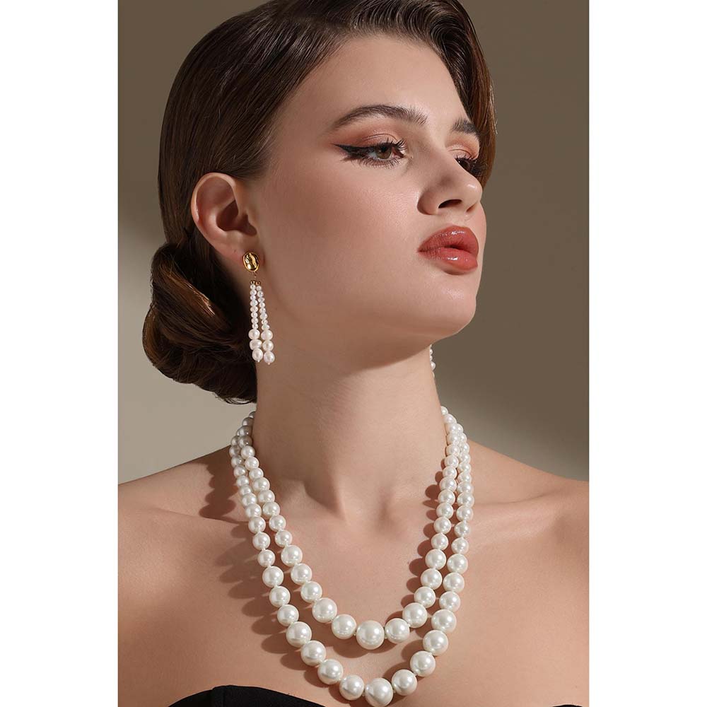 Dusala India White Tassel Dazzle Earrings