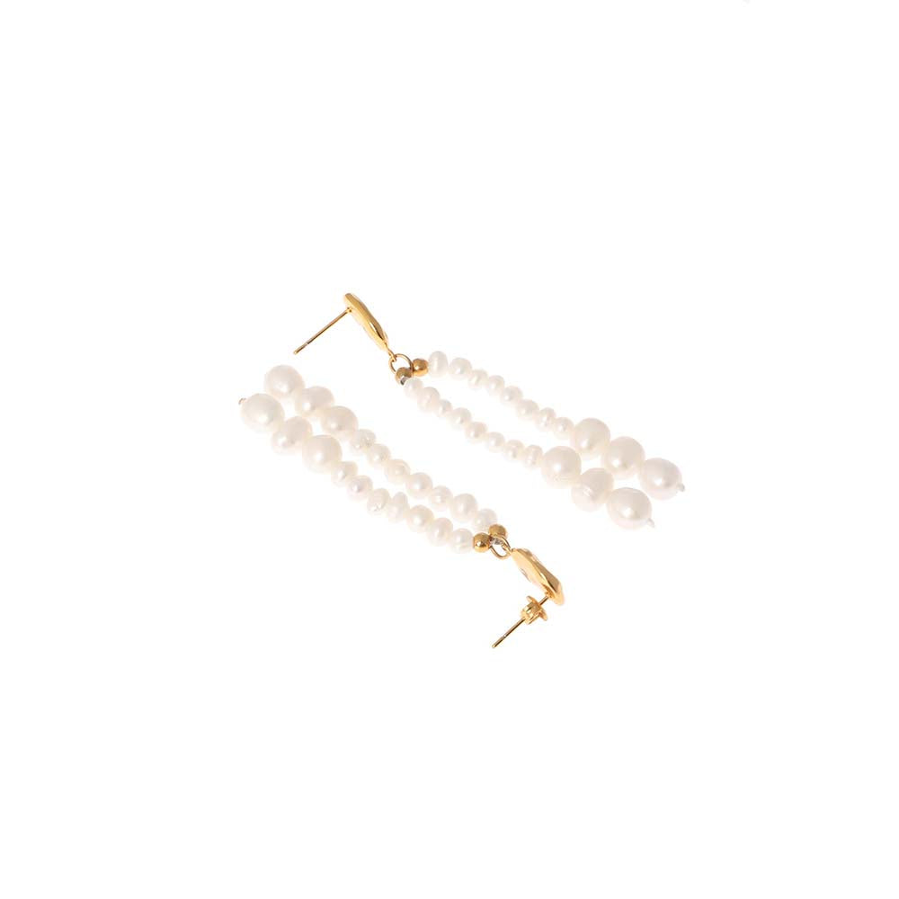Dusala India White Tassel Dazzle Earrings