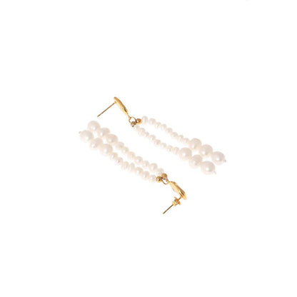 Dusala India White Tassel Dazzle Earrings