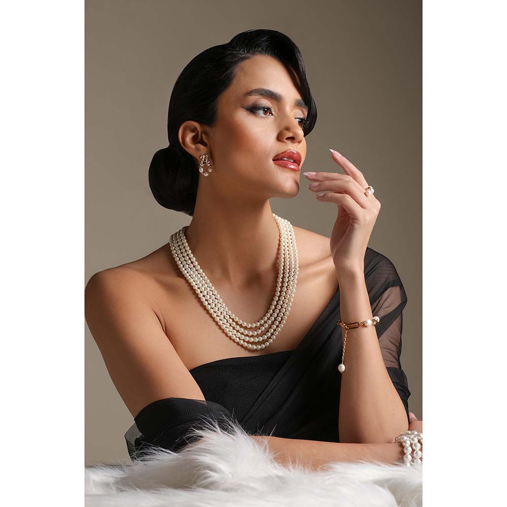 Dusala India White 4 Strand Mala Necklace