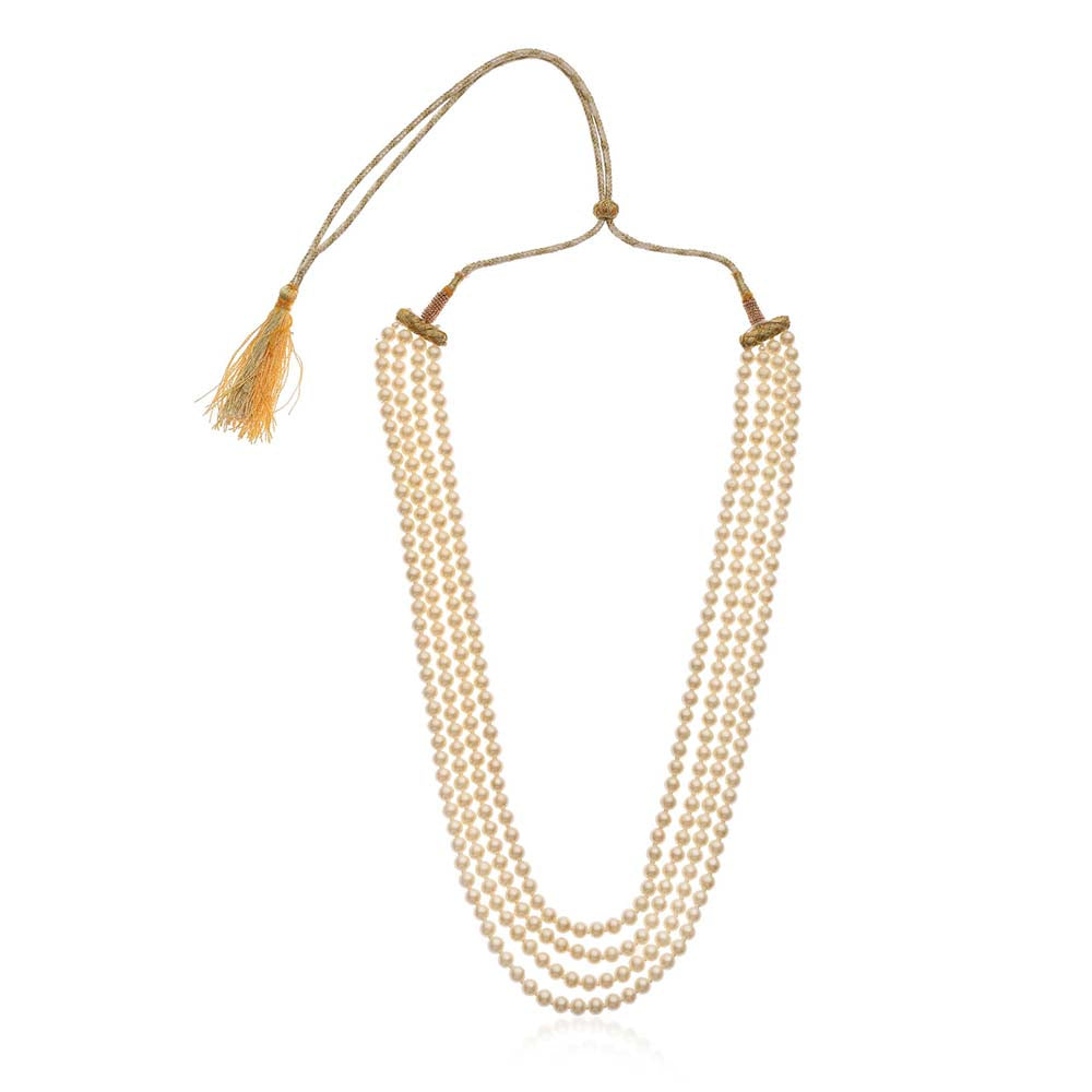 Dusala India White 4 Strand Mala Necklace