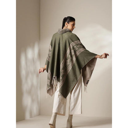 Dusala India Dusala Olive Mist Vegan Fur Cape
