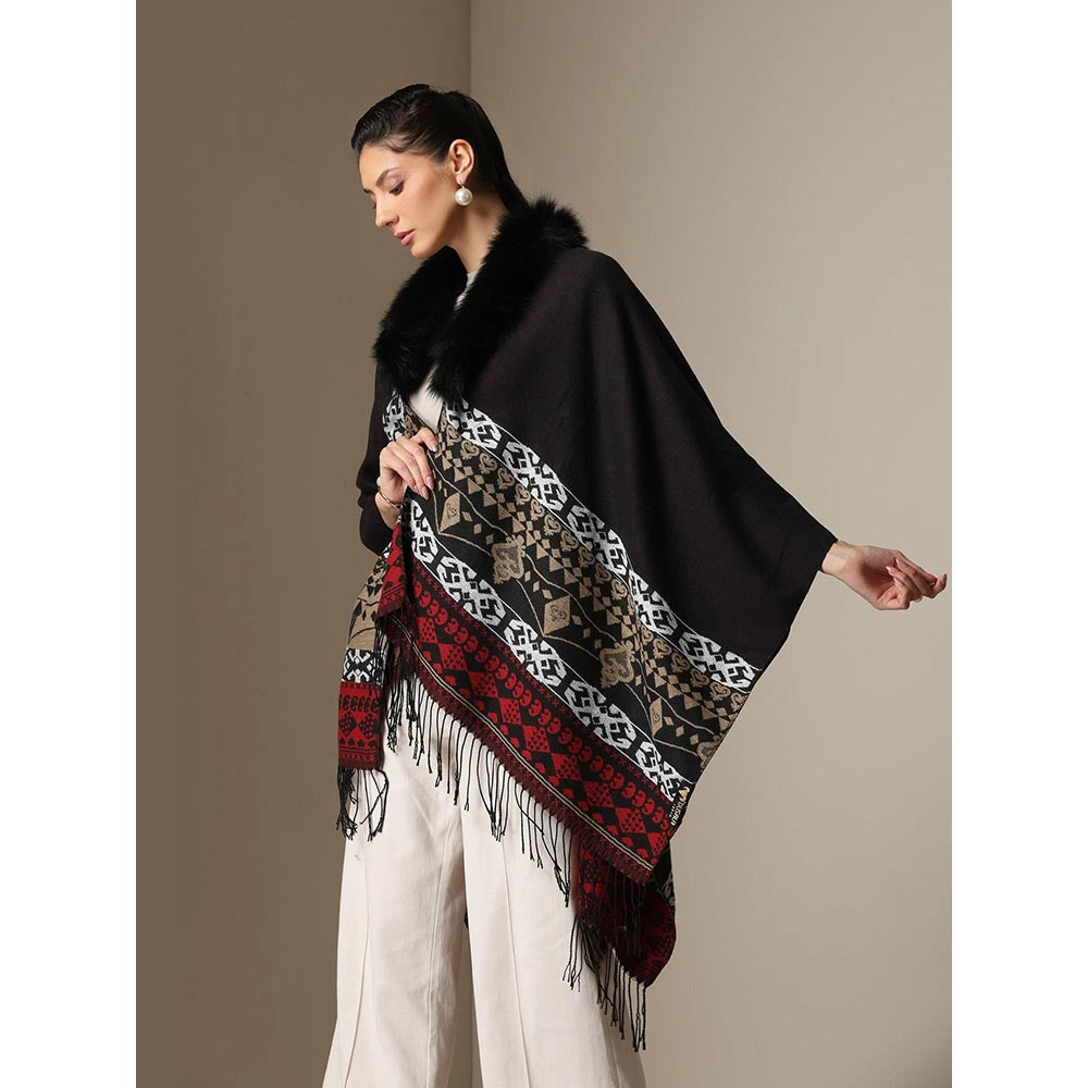 Dusala India Dusala Crimson Luxe Vegan Fur Cape