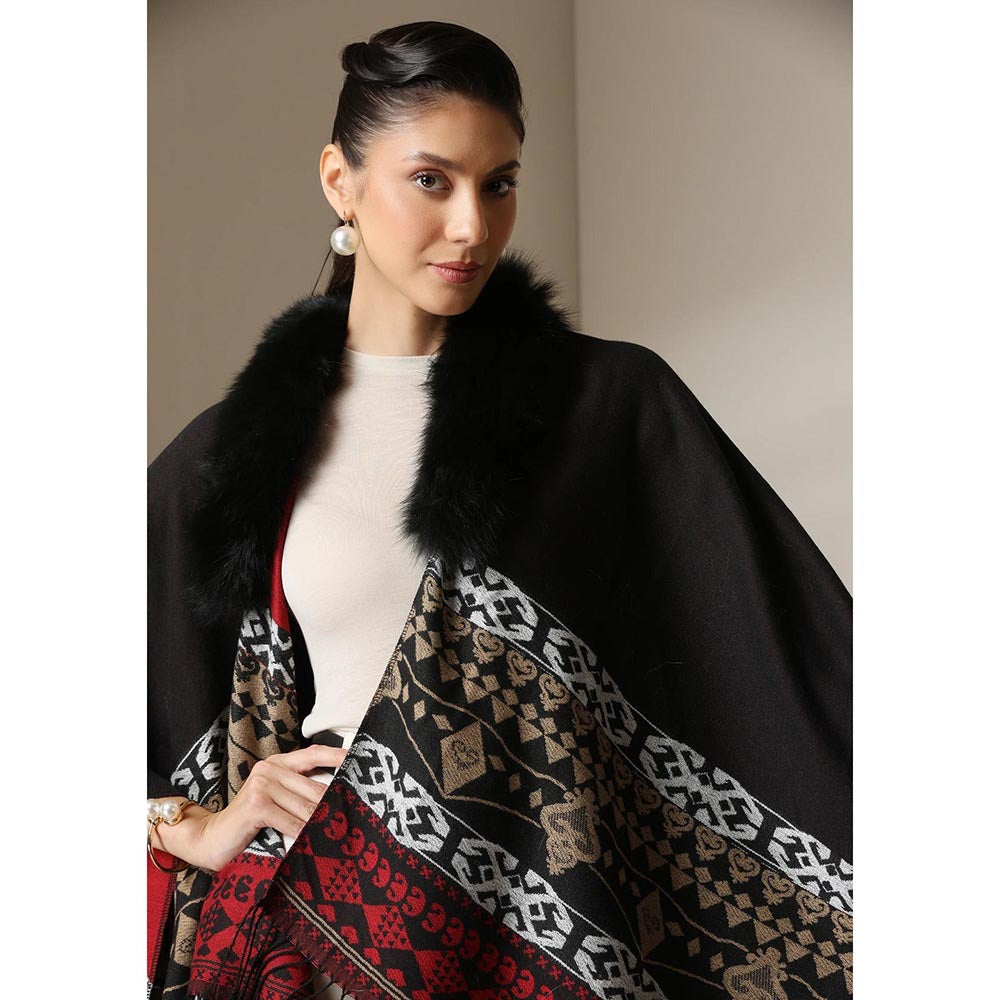 Dusala India Dusala Crimson Luxe Vegan Fur Cape