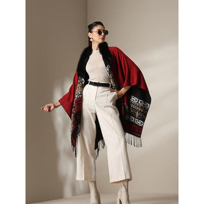 Dusala India Dusala Crimson Luxe Vegan Fur Cape