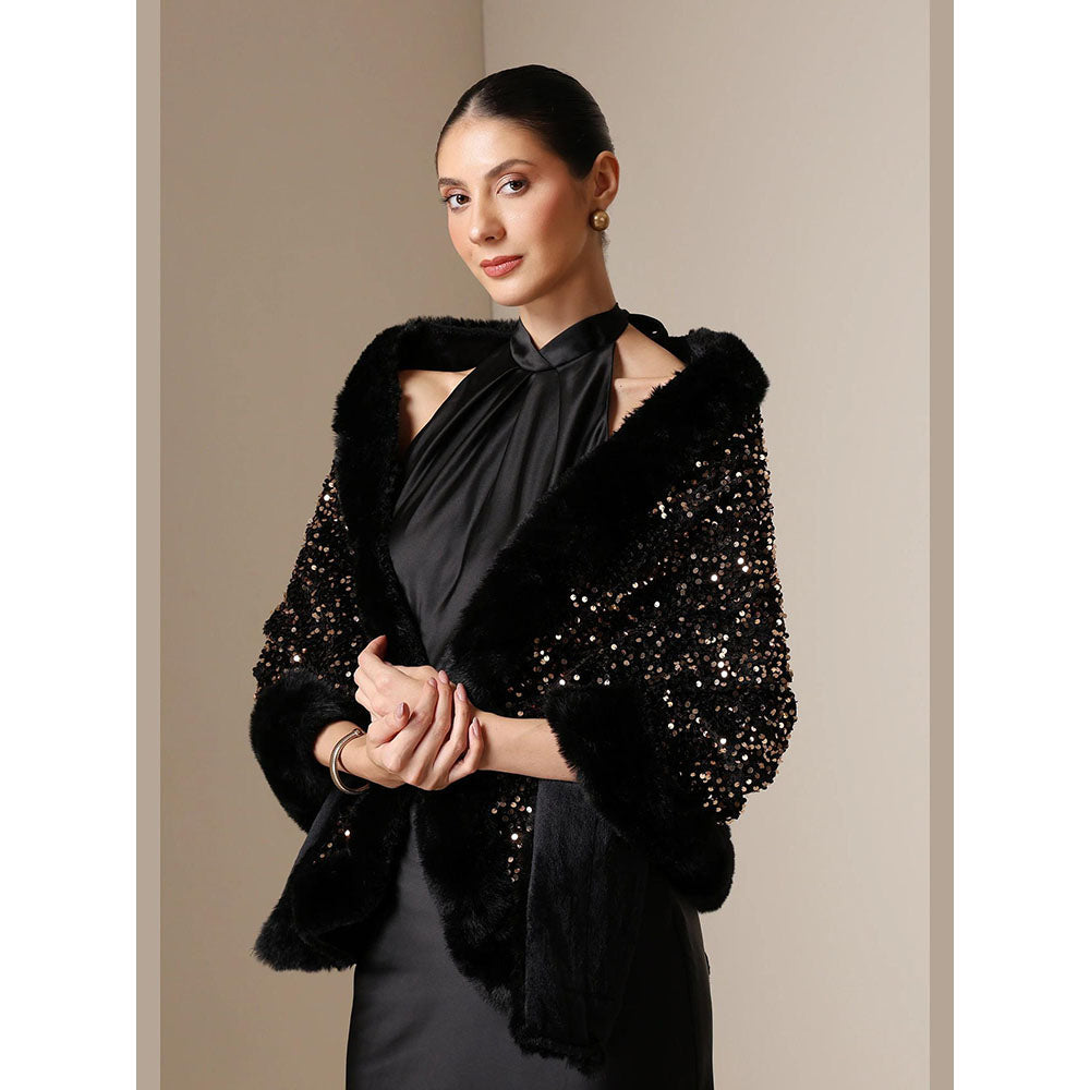 Dusala India Dusala Midnight Luxe Vegan Fur Cape