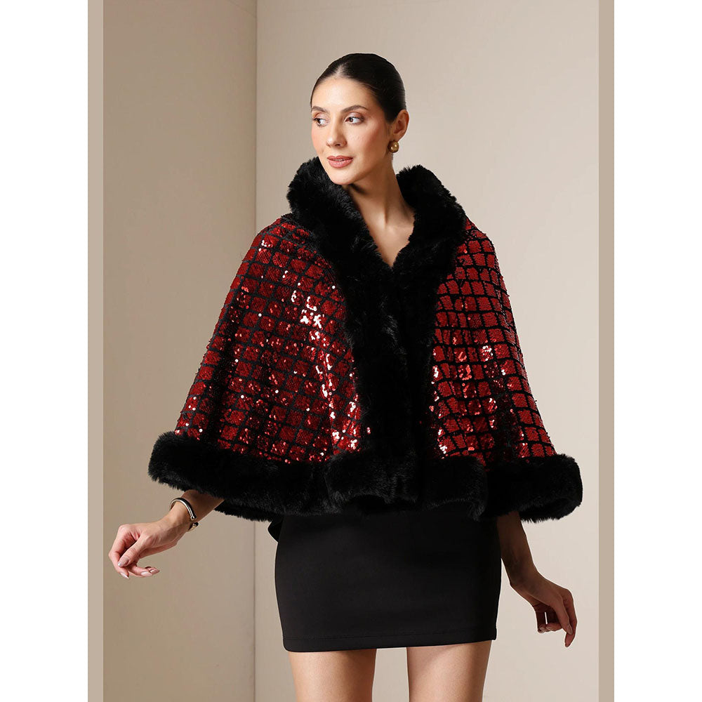 Dusala India Dusala Scarlet Luxe Vegan Fur Cape