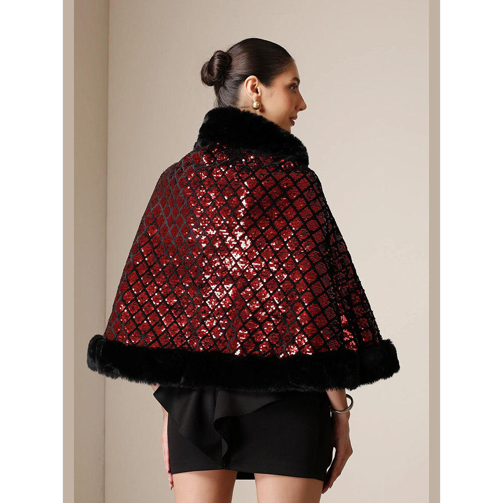 Dusala India Dusala Scarlet Luxe Vegan Fur Cape