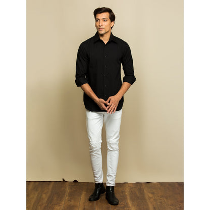 Echke Black Shirt with Inverted Pleat Detailing