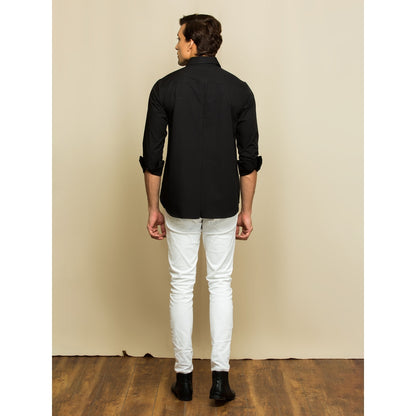 Echke Black Shirt with Inverted Pleat Detailing