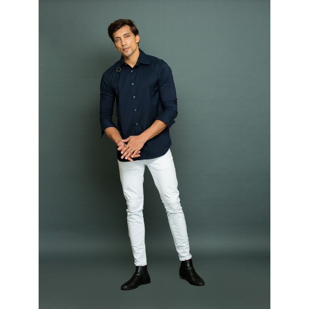Echke Blue Shirt with Harness Self Patch and One Buckle